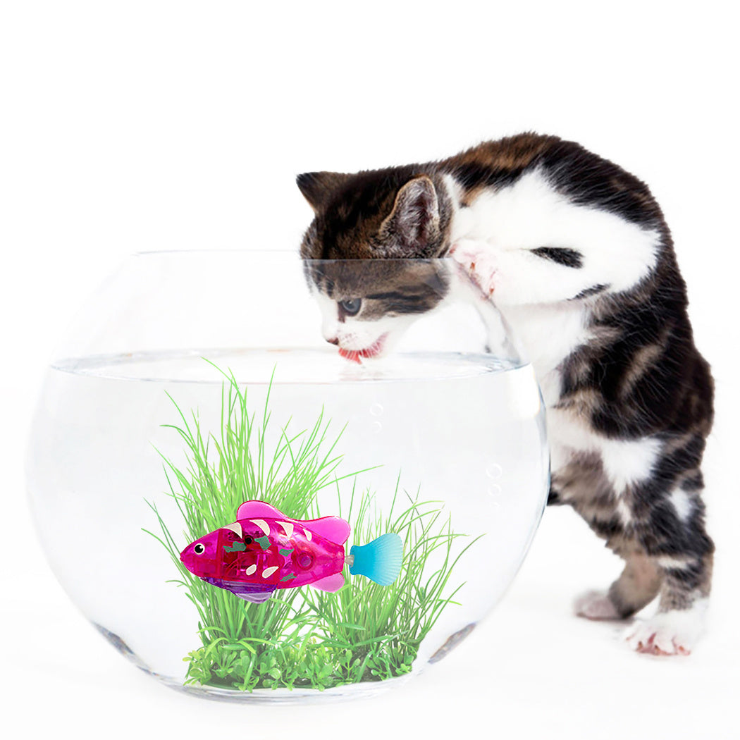 Pet Fish Electronic Cat Toys With Grass LED Light Toys